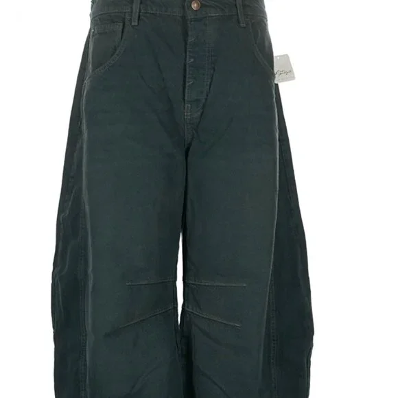 NWT Rare Size Free People We The Free Good Luck Barrel Jeans Luke Green 31S Boho - Picture 4 of 16